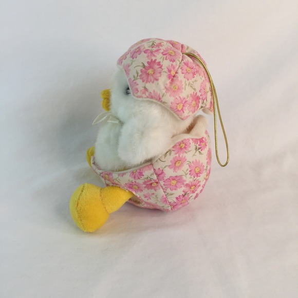 Chosun Plush Chick w/Pink Floral Egg 6" Easter Stuffed Toy Korea Vtg RARE - Picture 4 of 8